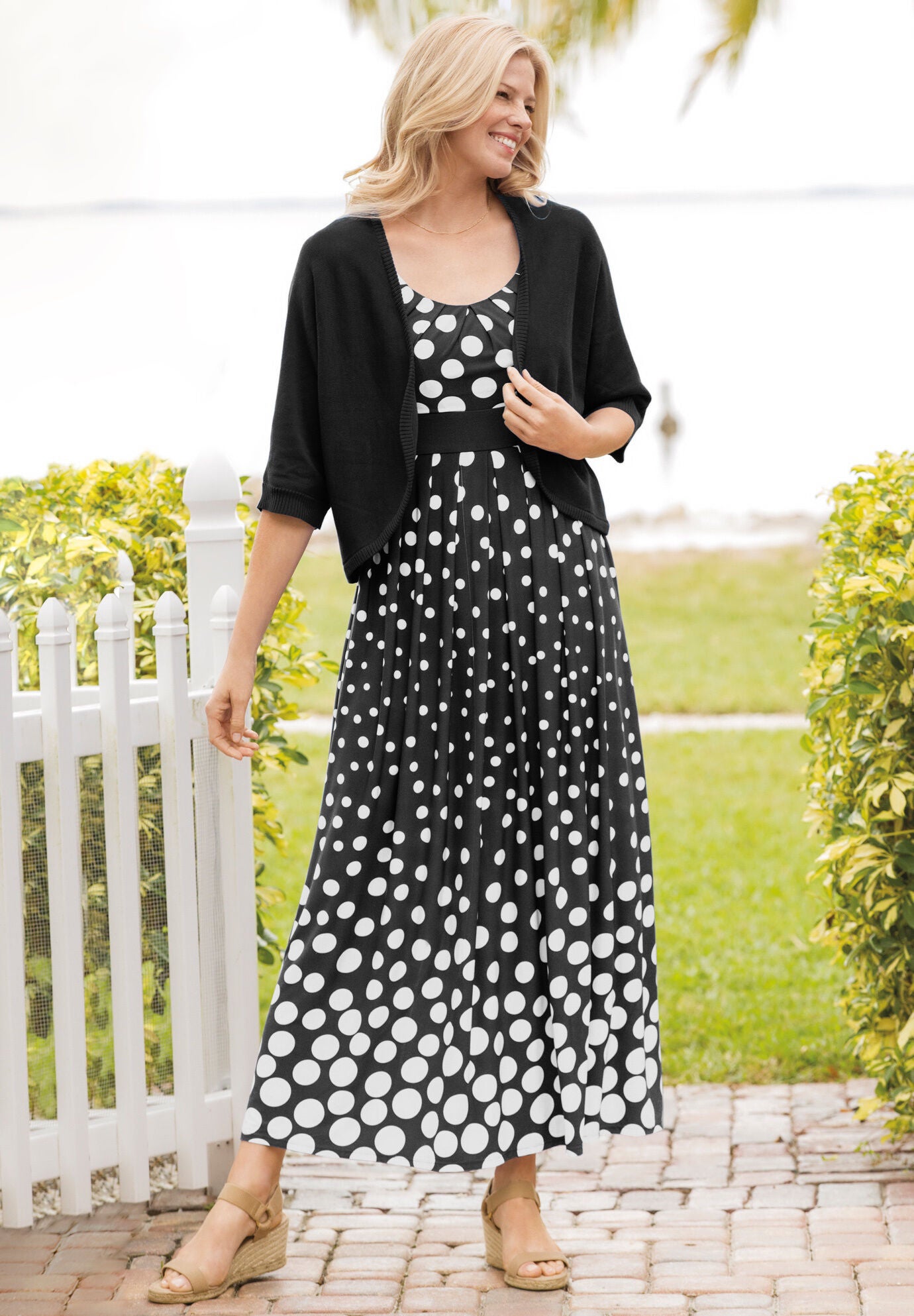 Banded-Waist Print Maxi Dress, , alternate image number 6