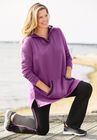 Hooded Fleece V-Neck Tunic, , alternate image number null