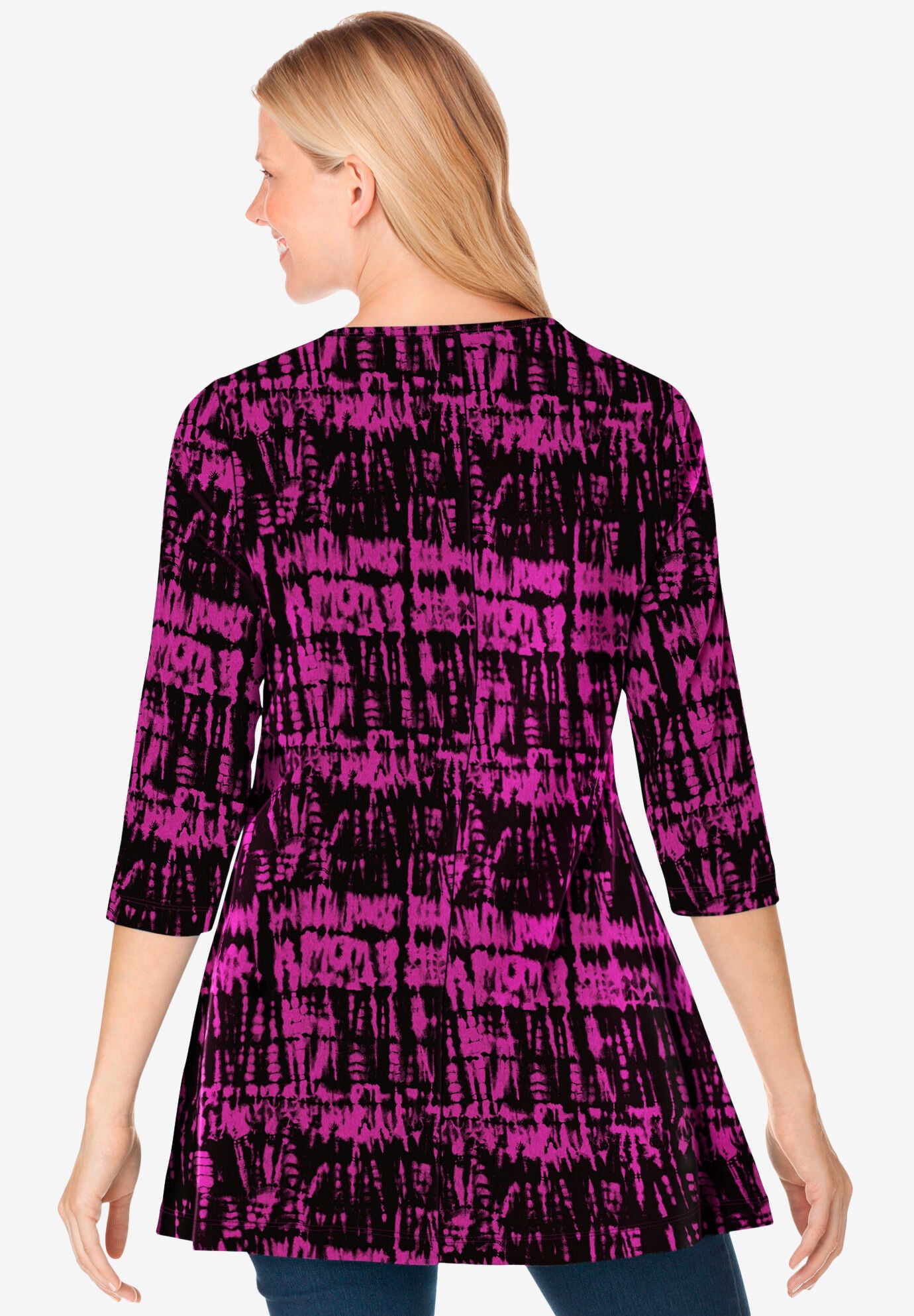 Tie-Dye Smocked Square-Neck Tunic, , on-hover image number 1