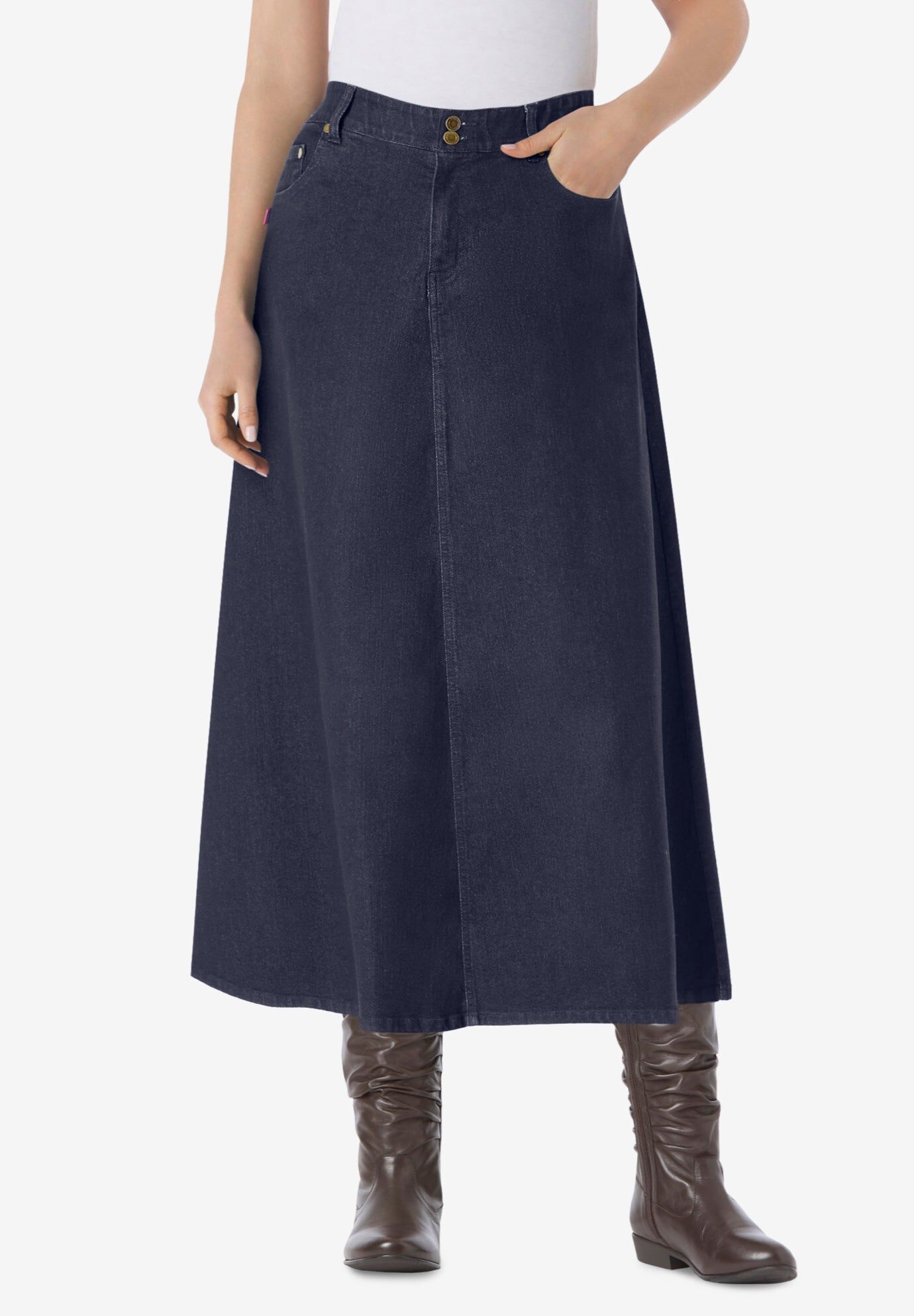 Secret Solutions&trade; Tummy Smoothing Maxi Skirt, INDIGO, hi-res image number 0