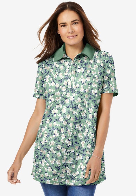 Perfect Printed Short-Sleeve Polo Shirt, , alternate image number null