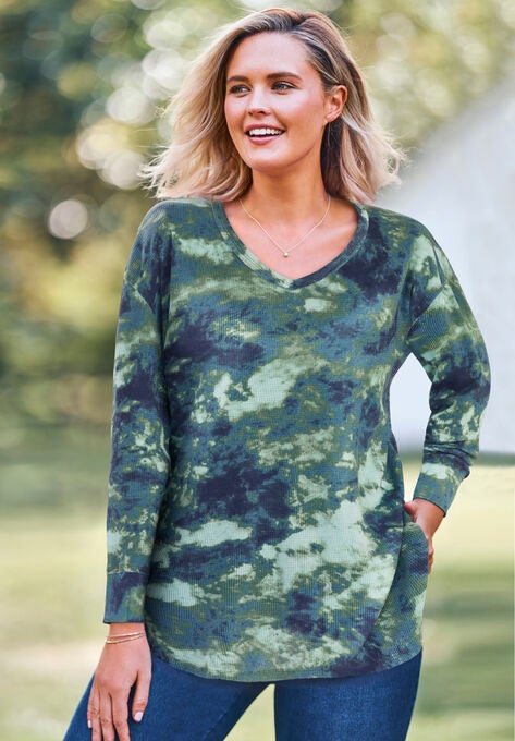 Washed Thermal V-Neck Tee, , alternate image number null