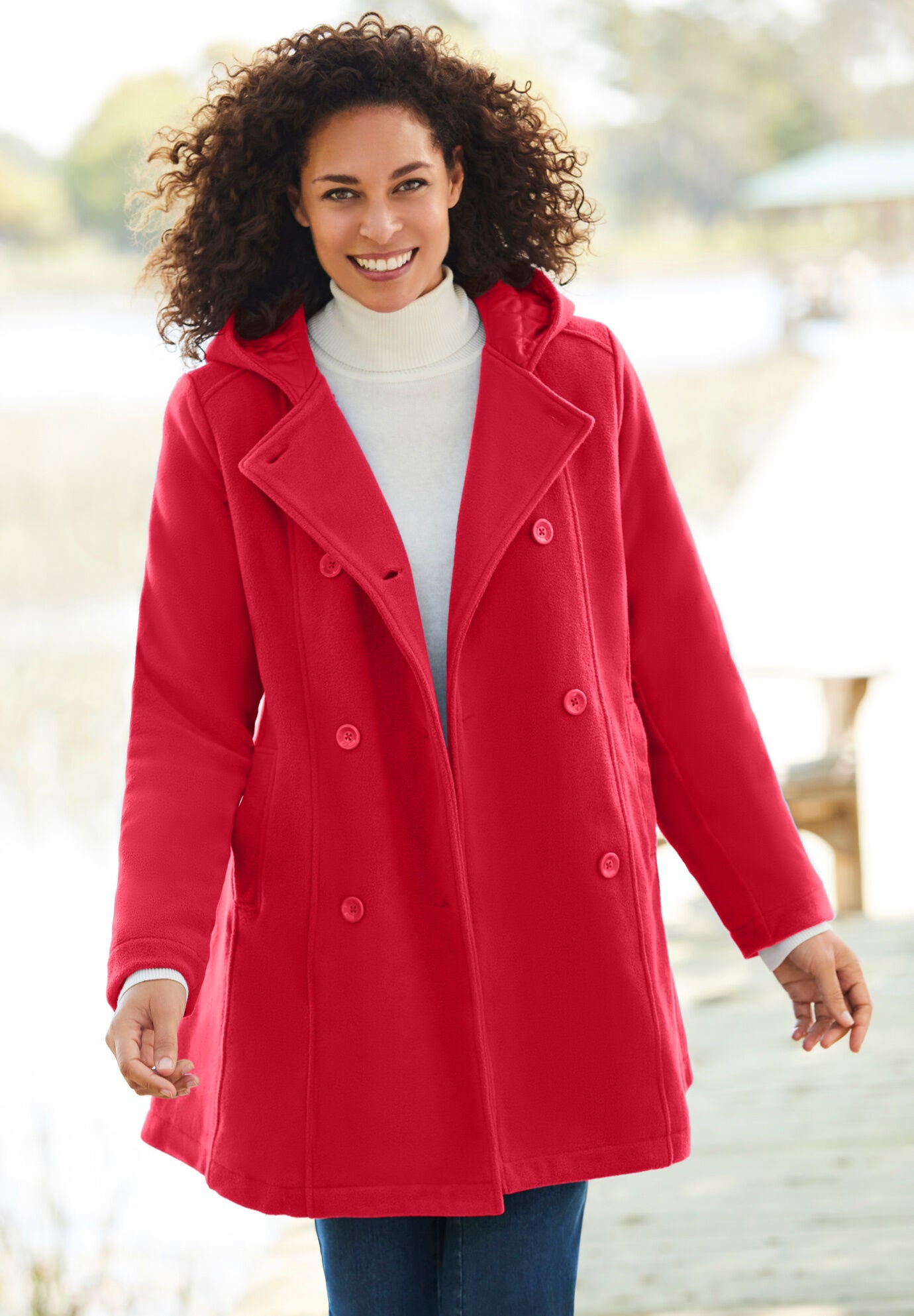 Double breasted hooded peacoat clearance