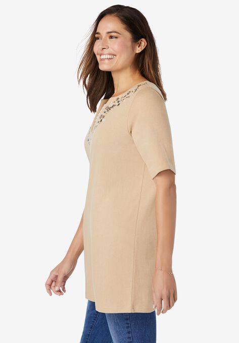 Embroidered Layered-Look Tunic, , alternate image number null