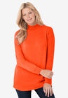 Perfect Long-Sleeve Mock-Neck Tee, GRENADINE, hi-res image number null