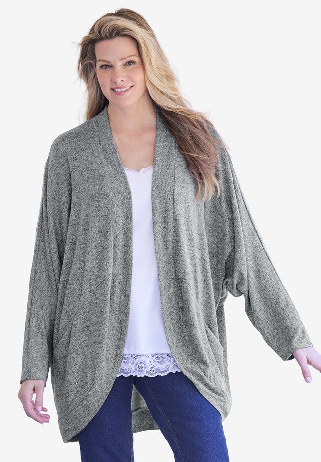 Forever Soft Cocoon Jacket, BLACK WHITE MARLED, hi-res image number null