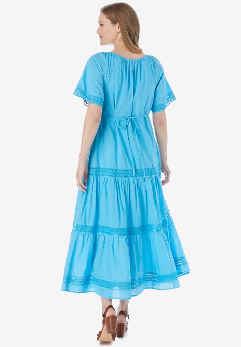 Crochet Trim Tassel-Tie Dress, , on-hover image number null