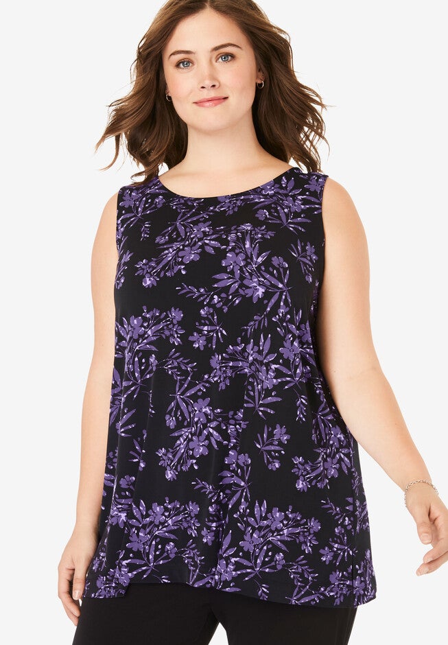 Best Dressed® Essential A-Line Tank, SOFT LAVENDER OVERLAY FLORAL, hi-res image number null