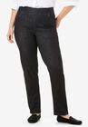 Straight Leg Smooth Waist Jean, BLACK DENIM, hi-res image number null