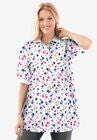 Short-Sleeve Polo Tunic, WHITE GRAPHIC BLOOM, hi-res image number null