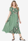 Mixed Print Maxi Dress, SAGE PRETTY ROSE, hi-res image number null