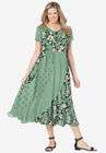 Mixed Print Maxi Dress, SAGE PRETTY ROSE, hi-res image number null