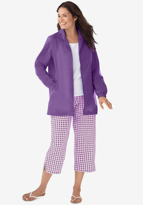 Zip Front Nylon Jacket, PURPLE ORCHID, hi-res image number null