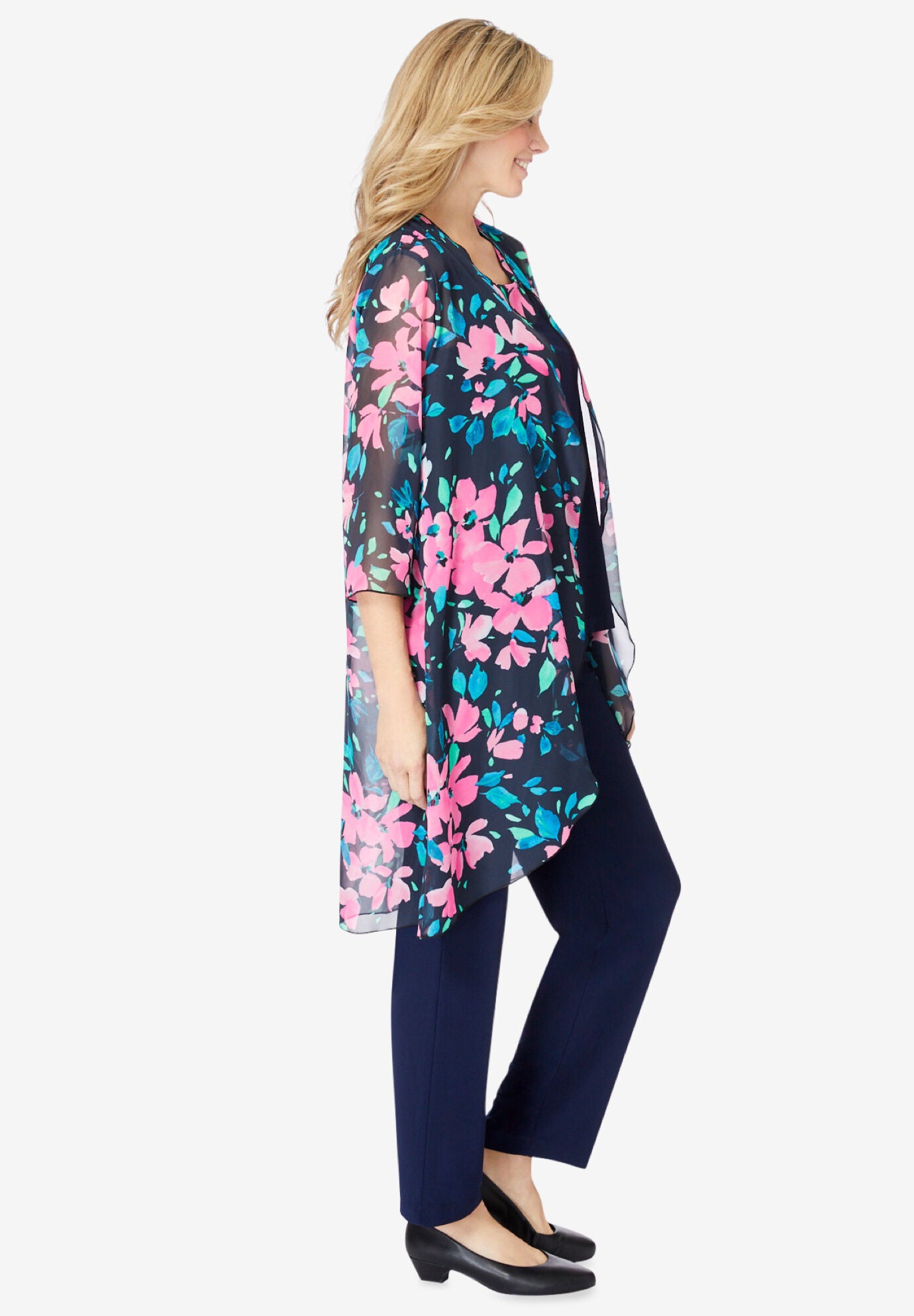 Three-Piece Chiffon Jacket/Tank/Pant Set, , alternate image number 2