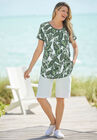Banana leaf print Henley shirt in soft knit, , alternate image number null
