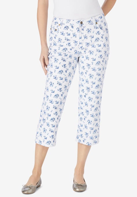 Capri Stretch Jean, WHITE FLORAL, hi-res image number null