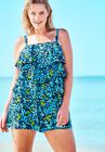 Bandeau Swim Romper , SEA GLASS FLORAL PRINT, hi-res image number null