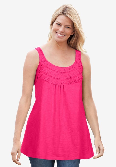 Smocked Tank, RASPBERRY SORBET, hi-res image number null