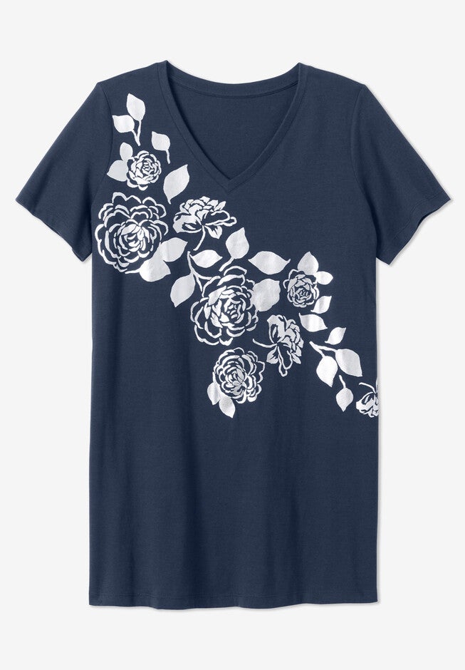 Short-Sleeve Foil Tunic, , alternate image number null