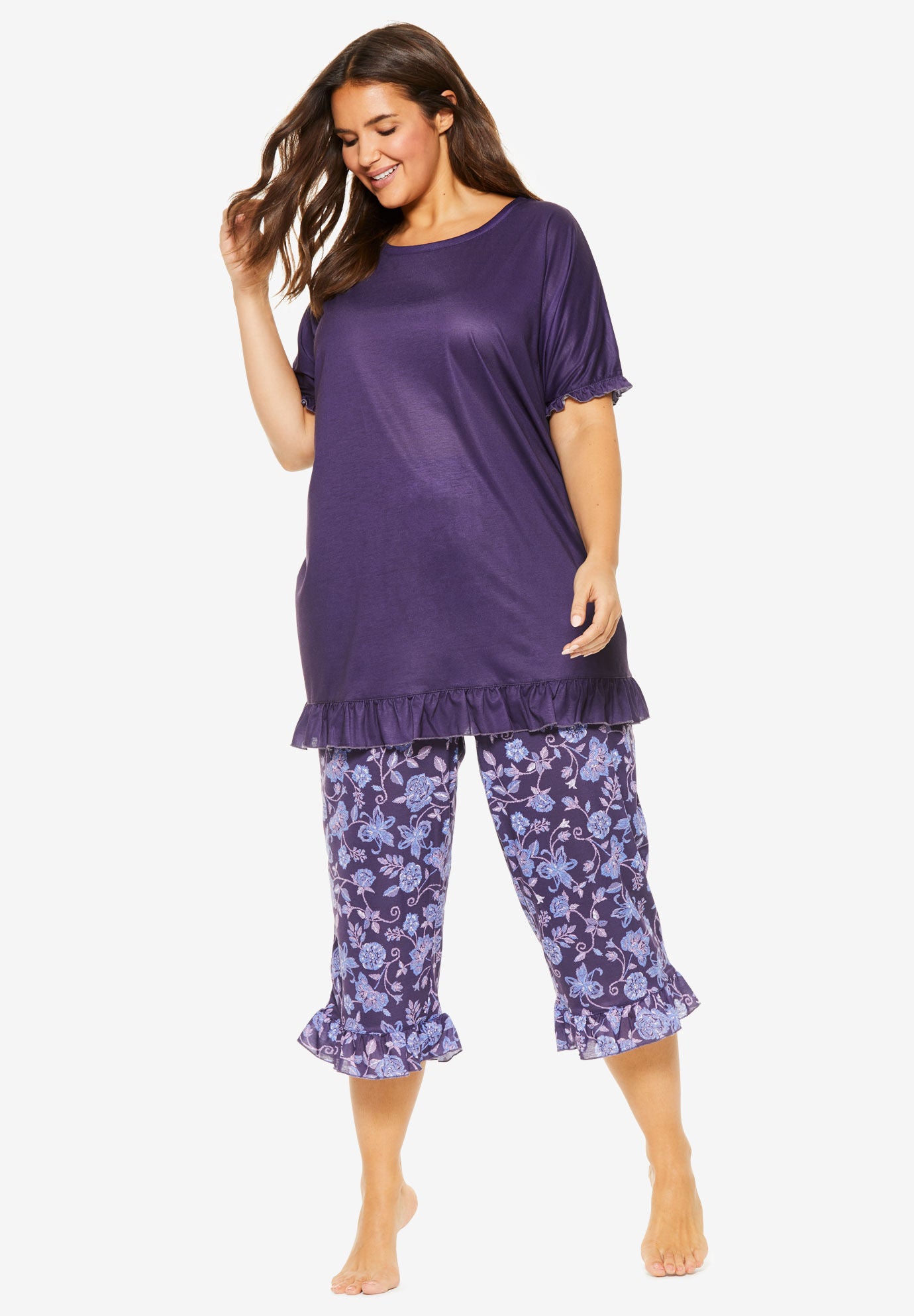 Capri pajama sets plus size clearance