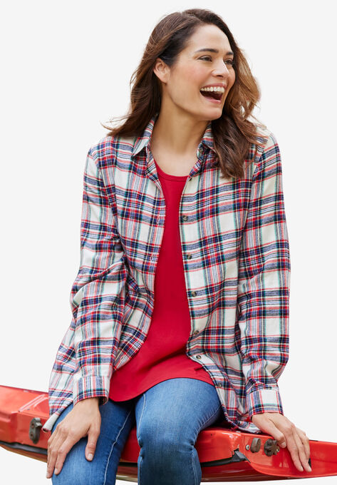 Classic Flannel Shirt, IVORY MULTI PLAID, hi-res image number null