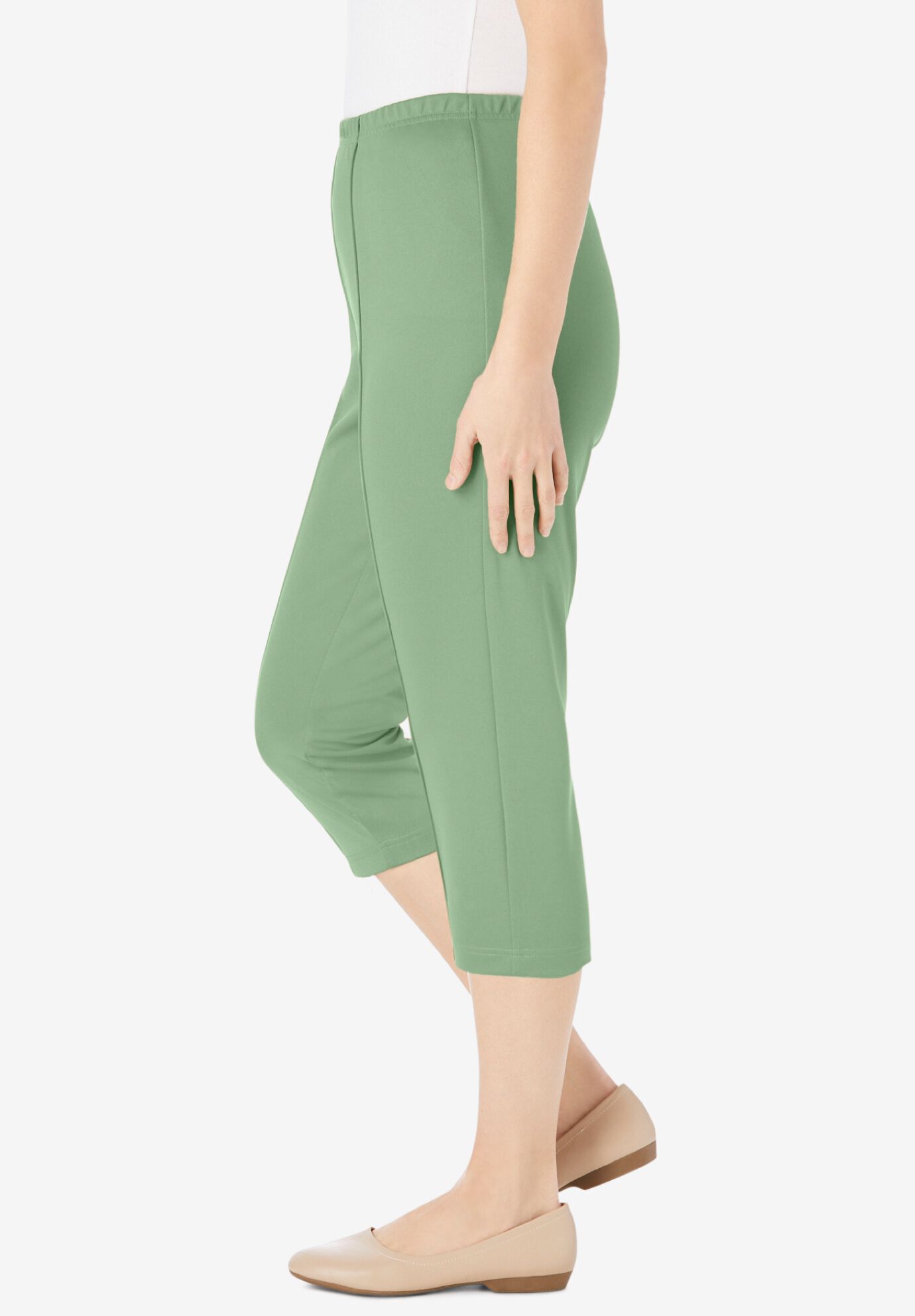 The Hassle-Free Soft Knit Capri, SAGE, alternate image number 2