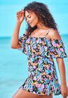 Off-The-Shoulder Flounce Swim Dress , , alternate image number null