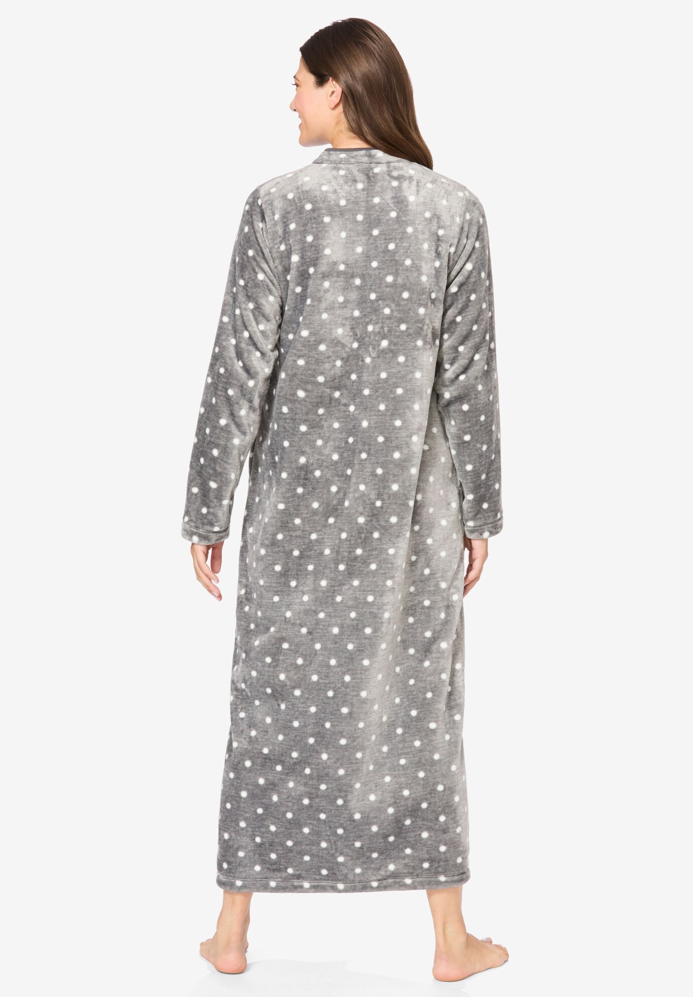 Plush Zip-Front Robe, BLACK, on-hover image number 1