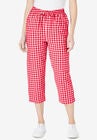 Seersucker Capri Pant, VIVID RED GINGHAM, hi-res image number null
