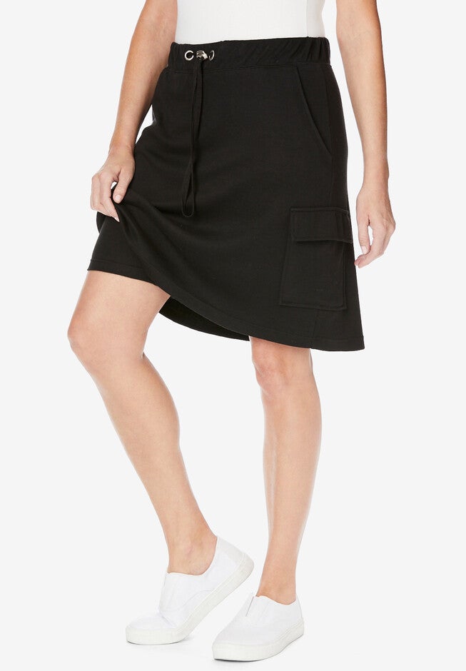 Knit Cargo Skort, BLACK, hi-res image number null