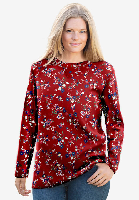 Thermal Sweatshirt, CLASSIC RED MULTI DELICATE FLORAL, hi-res image number null