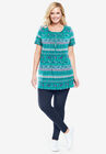 Short-Sleeve Pintucked Henley Tunic, , alternate image number null