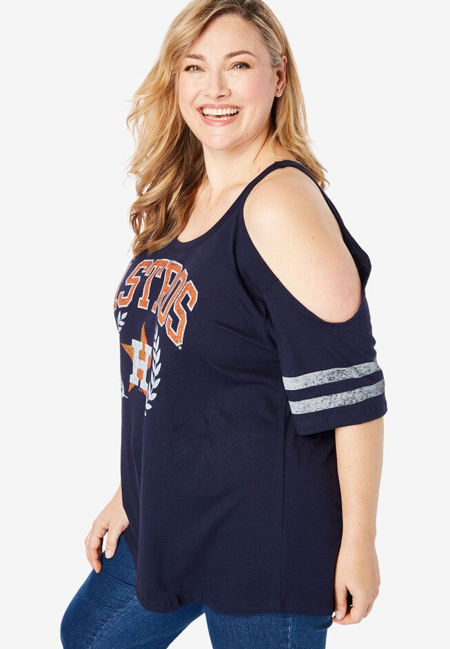 MLB Cold-Shoulder Logo Tee, , alternate image number 2