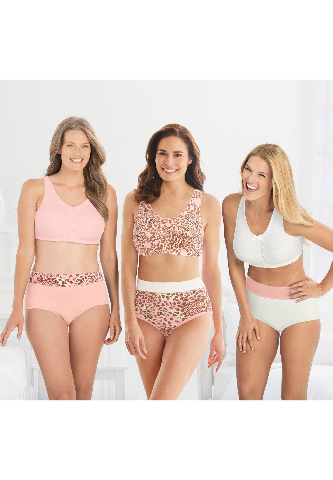 3-Pack Wireless Light Support Cotton Bra, ROSE QUARTZ ASSORTED, hi-res image number 0