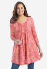 V-Neck Pintucked Tunic, , alternate image number null