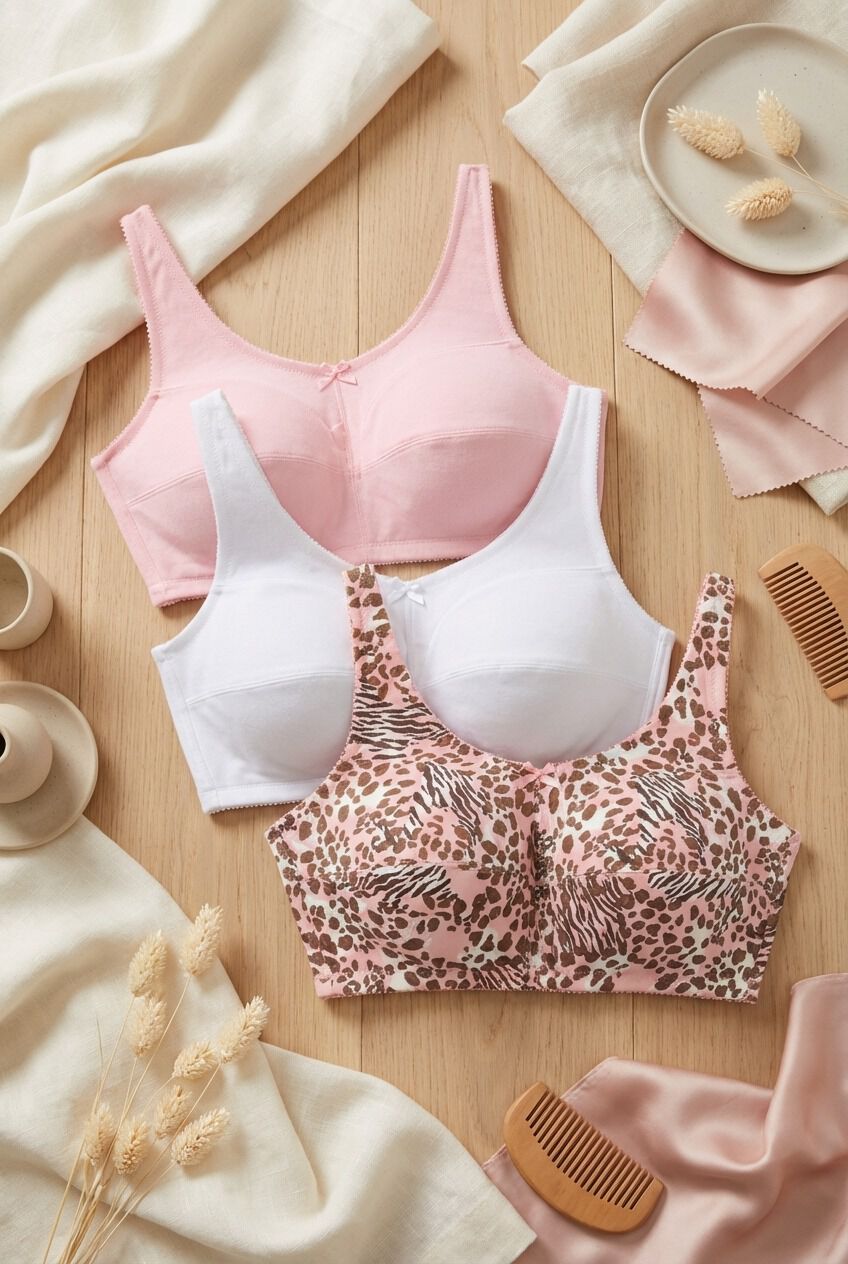 3-Pack Wireless Light Support Cotton Bra, ROSE QUARTZ ASSORTED, alternate image number 2