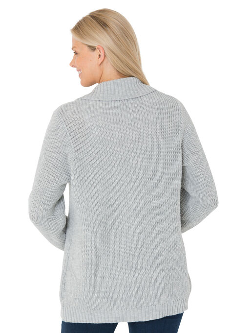 Sweater, cardigan style, in Shaker stitch with shawl collar, , on-hover image number null