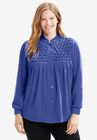 Smocked velour 25&#34; bed jacket by Only Necessities&#174, ULTRA BLUE, hi-res image number null