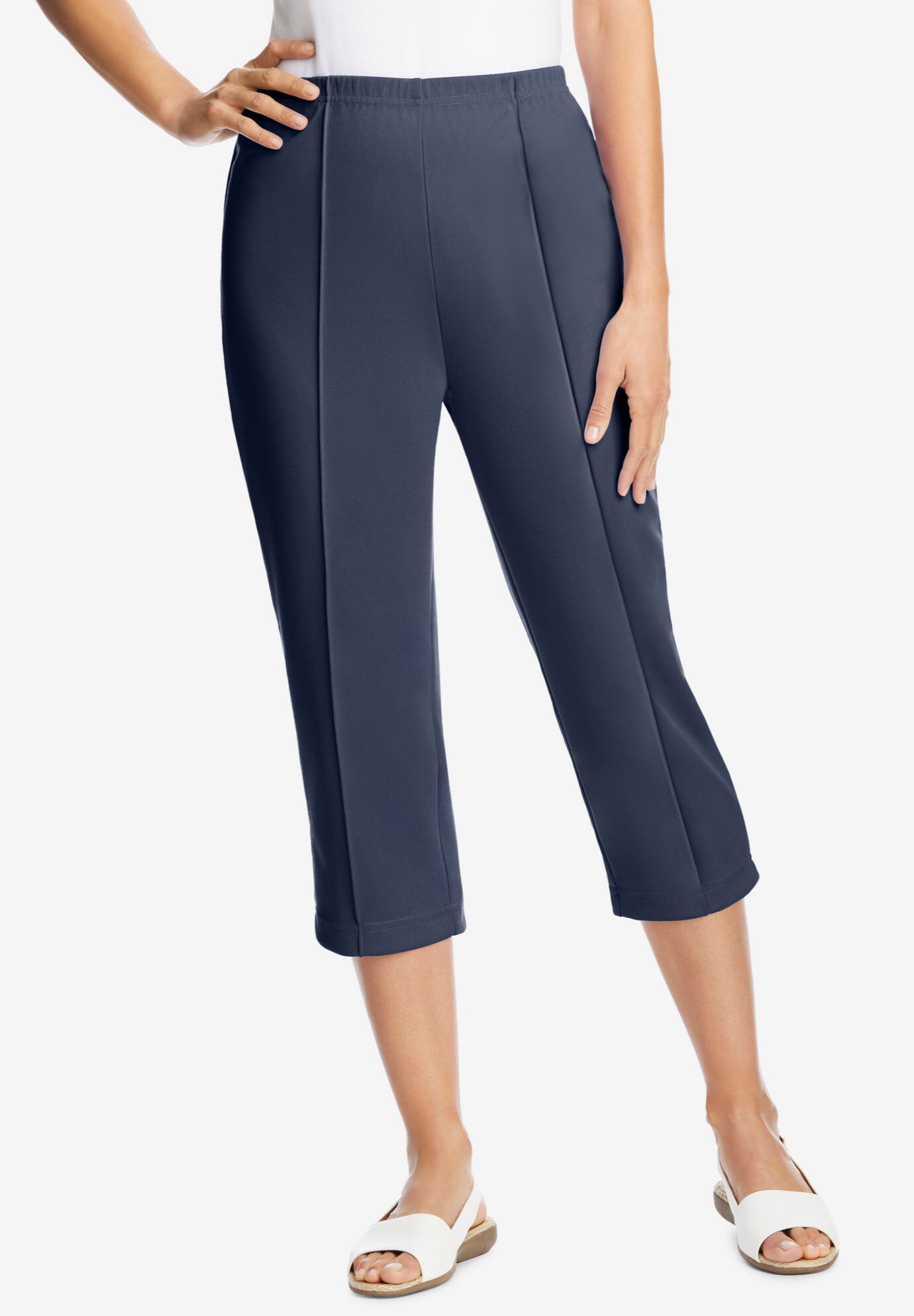 The Hassle-Free Soft Knit Capri, NAVY, hi-res image number 0