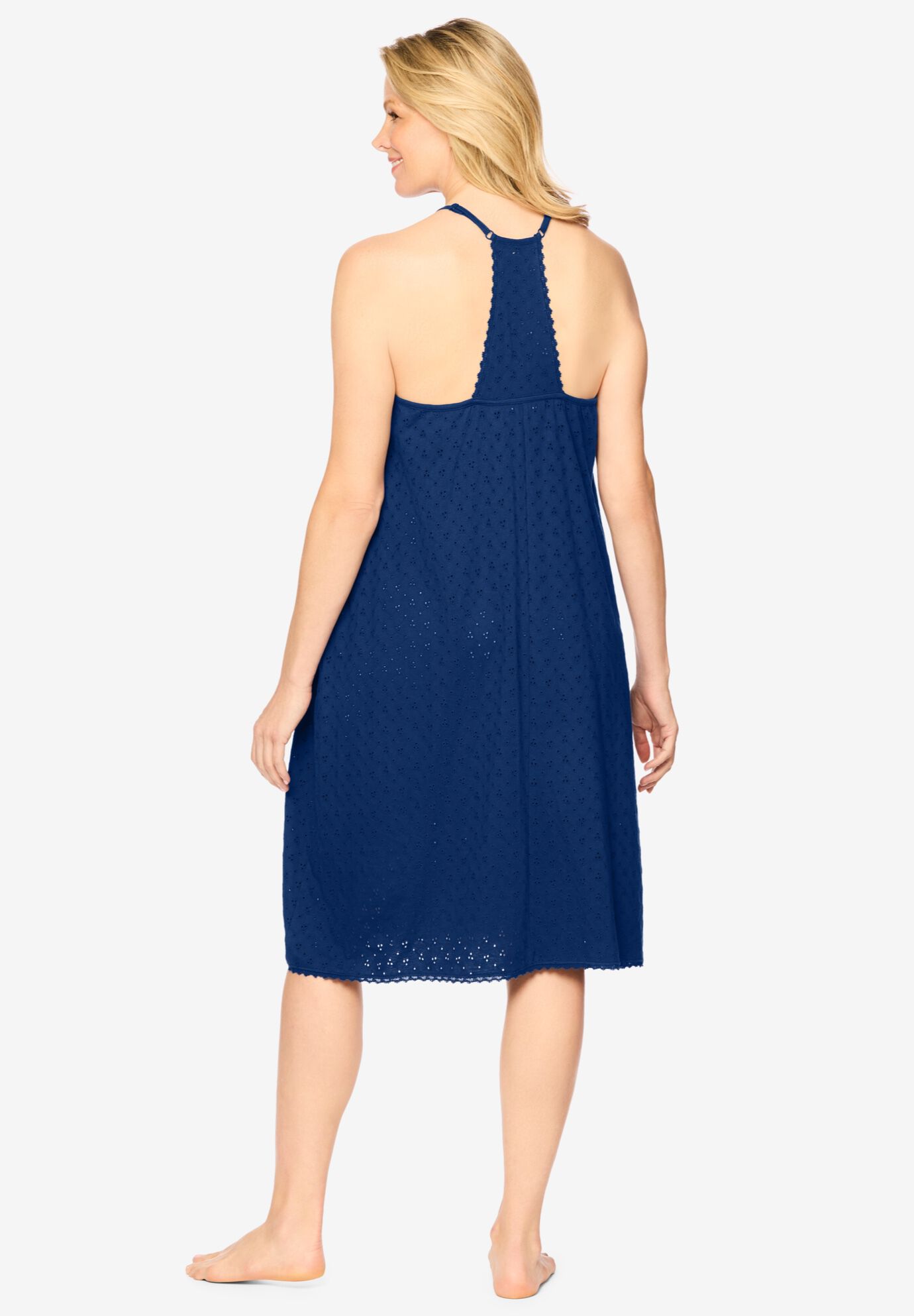 Breezy Eyelet Short Nightgown, EVENING BLUE, on-hover image number 1