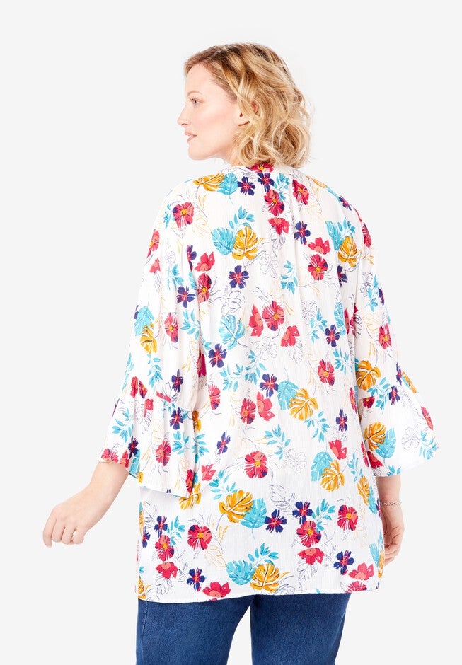 Gauze Bell Sleeve Blouse, , on-hover image number 1