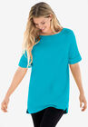 Perfect Cuffed Elbow-Sleeve Boat-Neck Tee, PRETTY TURQUOISE, hi-res image number null