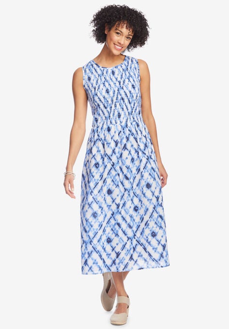 Sleeveless Smock Dress, NAVY TIE DYE, hi-res image number null