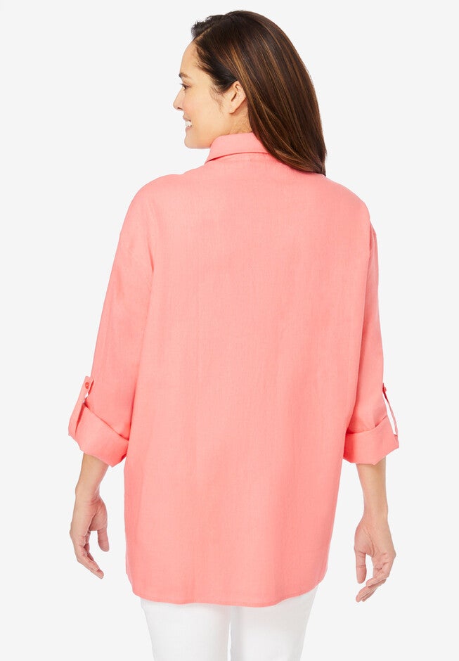Linen Button-Front Tunic, , on-hover image number null