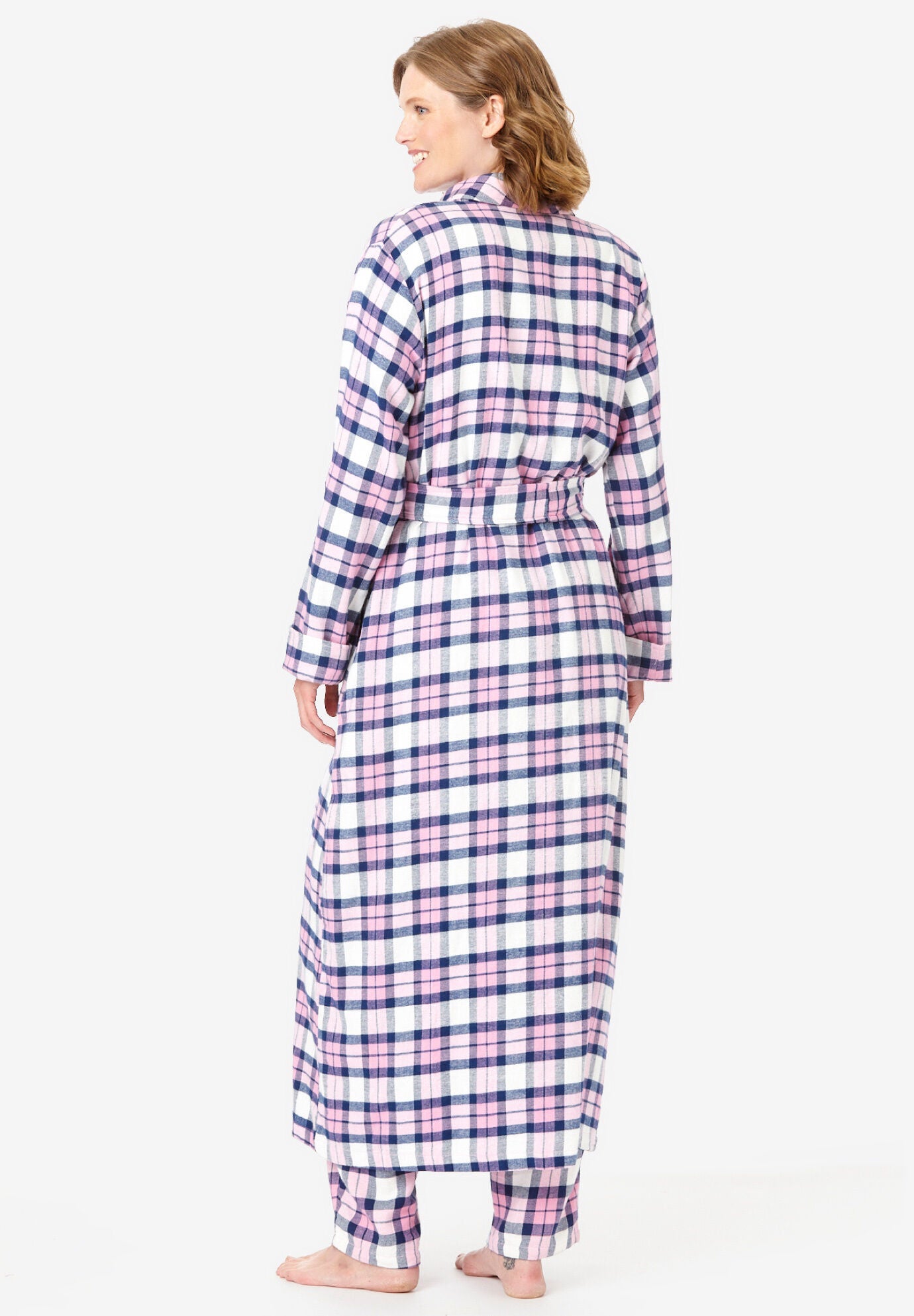 Long Flannel Robe , RED BUFFALO CHECK, on-hover image number 1