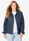 Stretch Denim Jacket, NAVY WHITE DOT, hi-res image number null