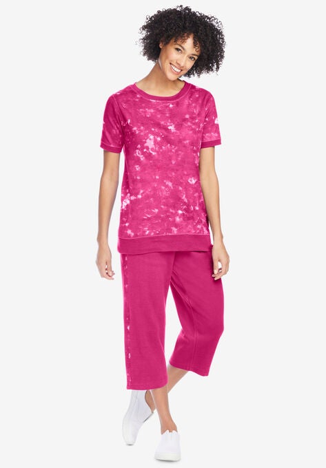 2-Piece Tie Dye Capri Set, RASPBERRY SORBET PRETTY TIE DYE, hi-res image number null