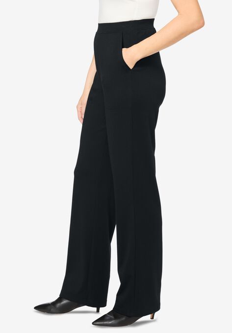 Wide Leg Ponte Knit Pant, , alternate image number null