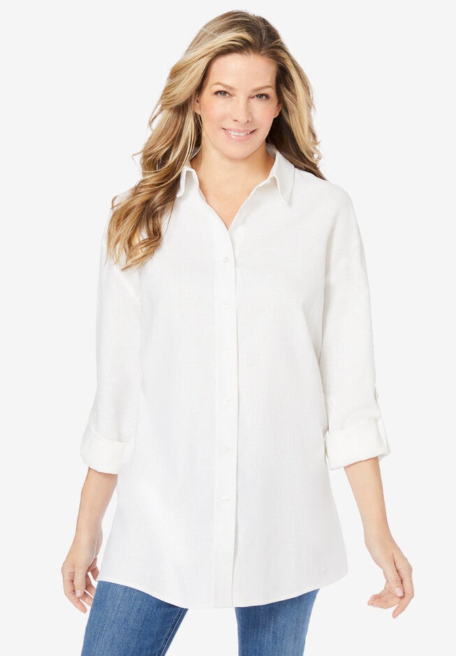 Linen Button-Front Tunic, , alternate image number null