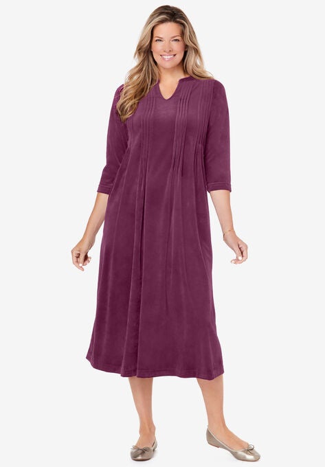 Pintuck Velour Dress, , alternate image number null